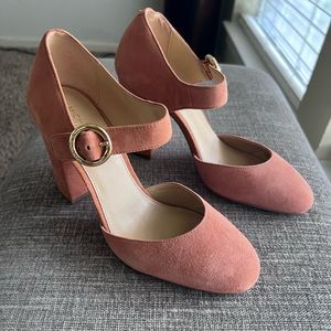 Suede closed toe pumps